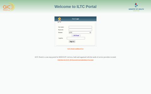 ILTC Portal v3.2.1.1 - Login - AIC