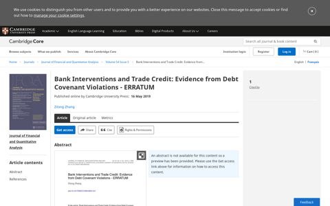 Bank Interventions and Trade Credit: Evidence from Debt ...