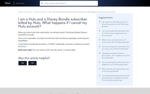 I am a Hulu and a Disney Bundle subscriber billed by Hulu ...