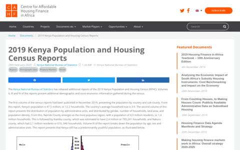 2019 Kenya Population and Housing Census Reports - CAHF ...