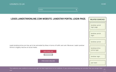 Leads.landstaronline.com website. Landstar Portal login page ...
