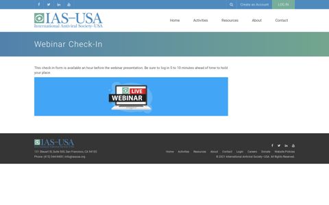 Webinar Check-In - IAS-USA