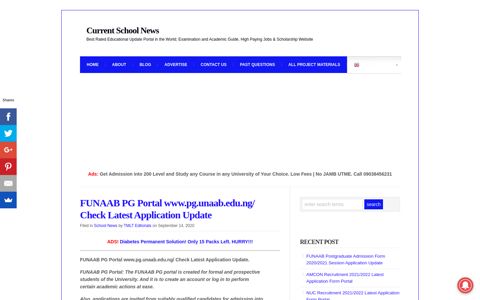 FUNAAB PG Portal www.pg.unaab.edu.ng/ Latest Application ...