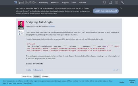 Scripting Auto Login | Jamf Nation