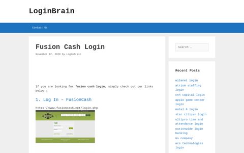 Fusion Cash Log In - Fusioncash - LoginBrain