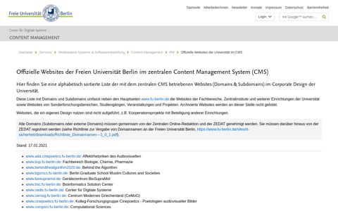 Offizielle Websites der Universität im CMS • Content ...