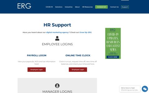 Support For HR | Client Portal | Business Payroll Services | ERG