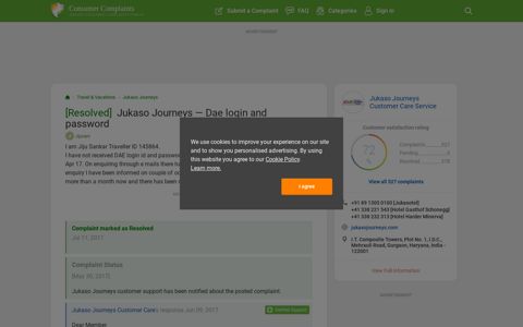 [Resolved] Jukaso Journeys — Dae login and password