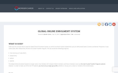 Global Online Enrolment System | Border Cards - NEXUS