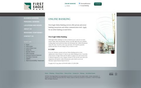 Online Banking - First Eagle Bank