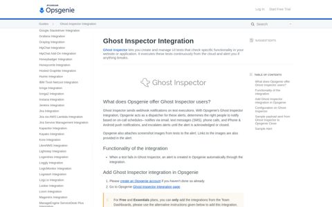 Ghost Inspector Integration - Opsgenie Docs