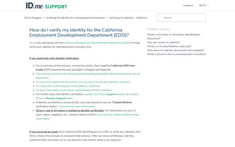 How do I verify my identity for the California Employment ...