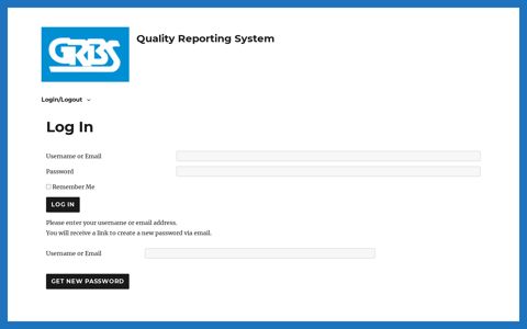 Log In – Quality Reporting System