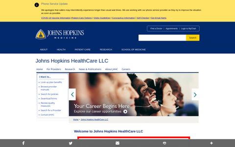 Welcome to Johns Hopkins HealthCare LLC