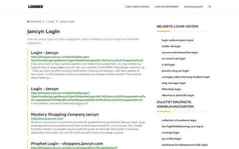Jancyn Login | Allgemeine Informationen zur Anmeldung - Logines.de