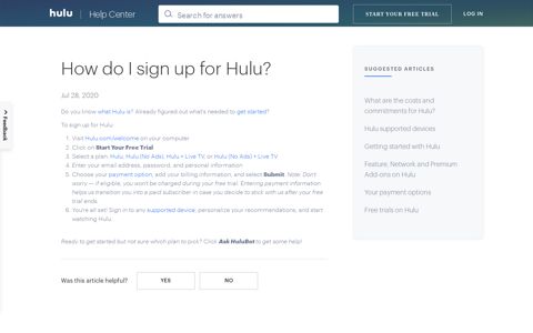 How do I sign up for Hulu? - Hulu Help