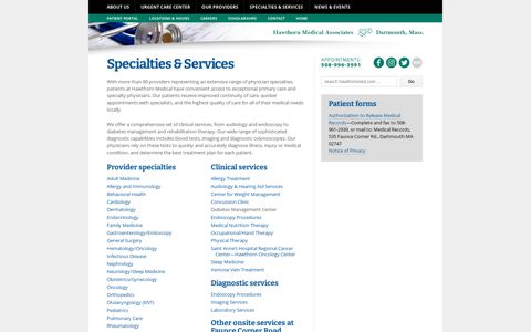 Specialties & Services | Hawthorn Medical Associates