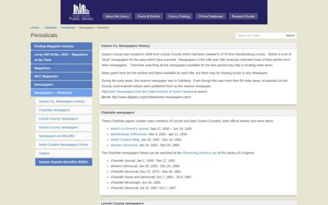 Newspapers -- Historical - Periodicals - LibGuides at Gaston ...