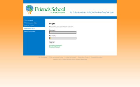 Friends School of Wilmington - Application - Log In - RenWeb