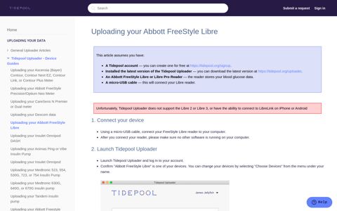 Uploading your Abbott FreeStyle Libre – Tidepool