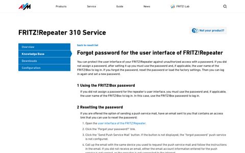 Forgot password for the user interface of FRITZ!Repeater ...