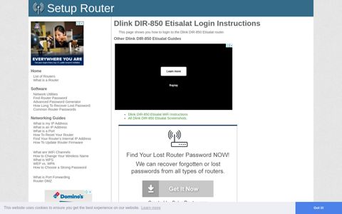 How to Login to the Dlink DIR-850 Etisalat - SetupRouter