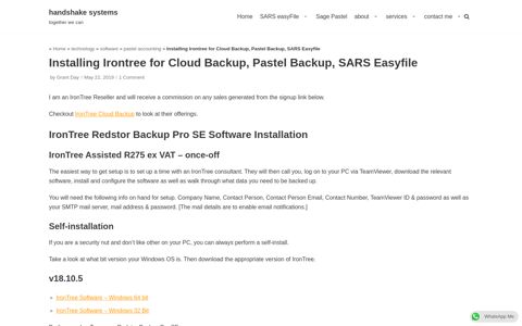 Installing Irontree for Cloud Backup, Pastel Backup, SARS ...