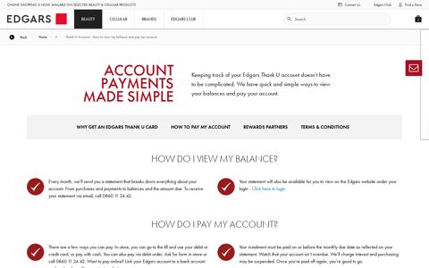 Thank U Account - How to view my balance and pay ... - Edgars