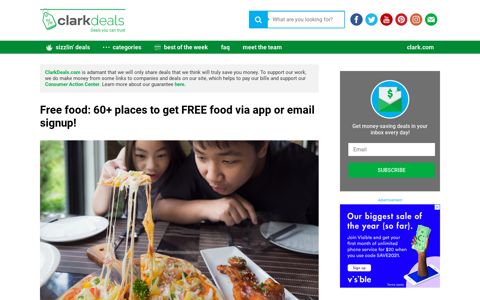 60+ places to get FREE food via app or email signup!