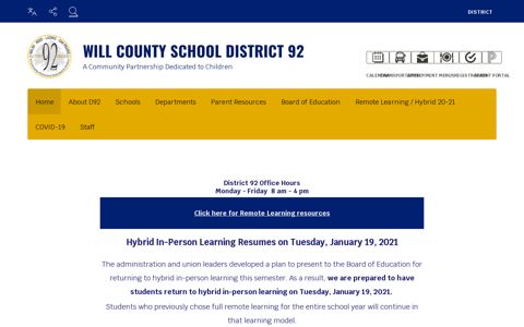 Will County School District 92 / Homepage
