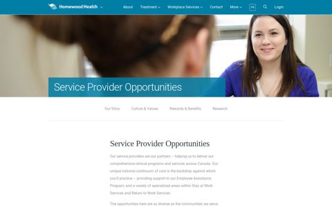 Service Provider Opportunities - Homewood Health