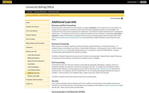 Additional Loan Info | University Billing Office
