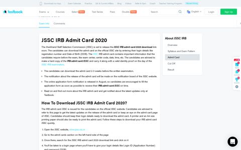 JSSC IRB Admit Card 2020 - Check How to Download Admit ...