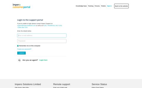 Login to the support portal - Support : Impero Software