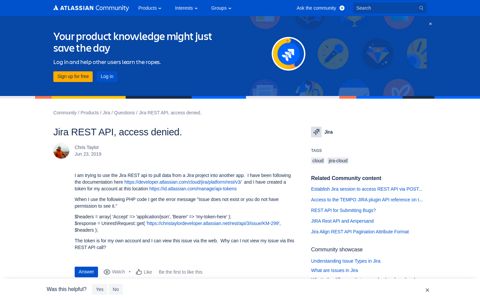 Solved: Jira REST API, access denied. - Atlassian Community
