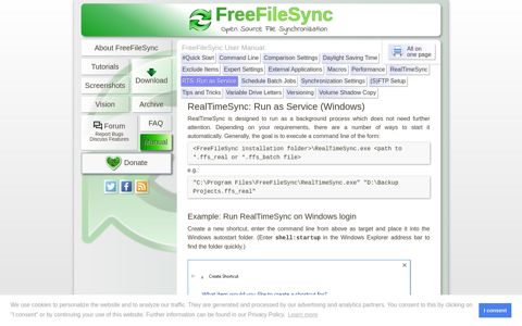 RTS: Run as Service - FreeFileSync