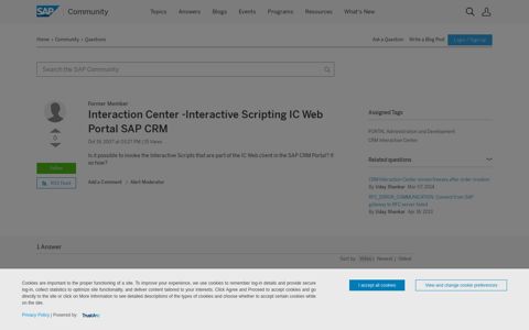 Interaction Center -Interactive Scripting IC Web Portal SAP CRM