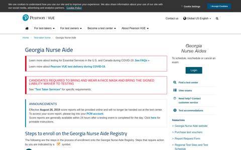 Georgia Nurse Aide :: Pearson VUE
