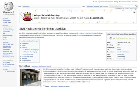 SRH Hochschule in Nordrhein-Westfalen – Wikipedia