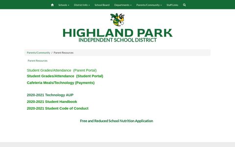 Student Grades/Attendance (Parent Portal) - Highland Park ISD