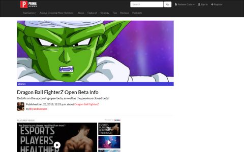 Dragon Ball FighterZ Open Beta Info | News | Prima Games