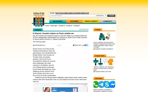 K-Klassic: Kunden ziehen zu Fonic mobile um - teltarif.de News