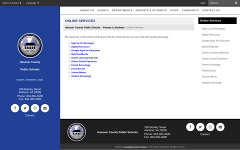 Online Services - Hanover County Public Schools