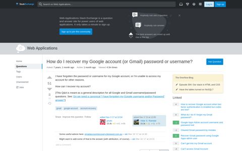 How do I recover my Google account (or Gmail) password or ...