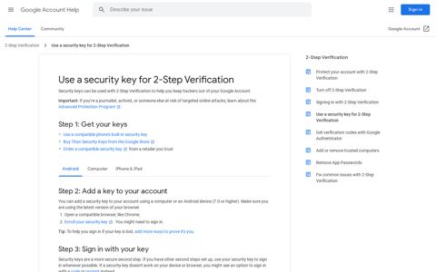 Use a security key for 2-Step Verification - Android - Google ...