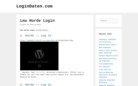 Lmu Horde - Horde :: Log In - LoginDaten.com