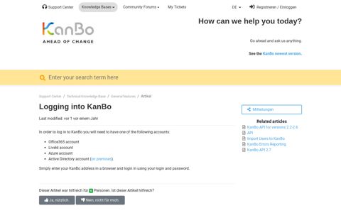 Logging into KanBo / KanBo