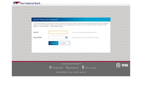 Unlock/Reset Your Password - FNB Online Banking