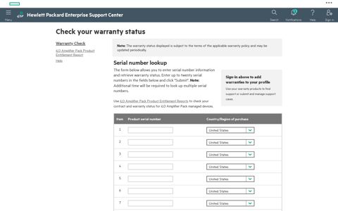 Check your warranty status - HPE Support Center