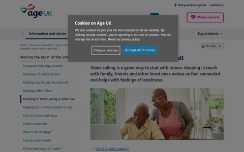 Keeping in touch using a video call | Age UK